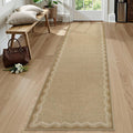 LIVEBOX Scalloped Washable 2x8 Kitchen Runner Rug, Easy Jute Geometric Tan Rug by LIVEBOX