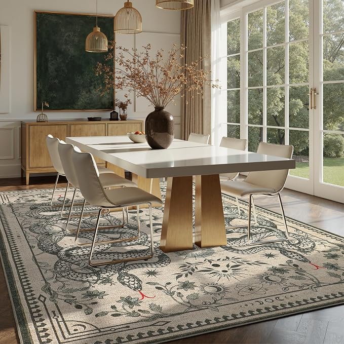 DCX Washable 6x9 Snake Rug, Soft Low Pile Carpet, Kid & Pet Friendly - Image 2