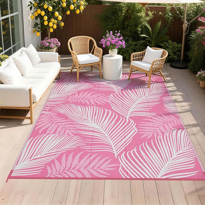 Pauwer Waterproof Outdoor Rug 6x9, Reversible Plastic Straw Patio Camping Rug by Pauwer
