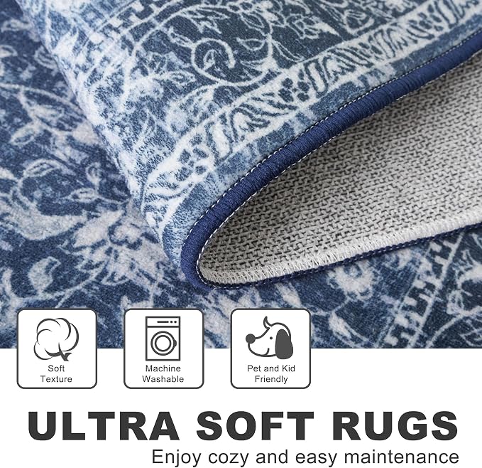 KILOCOCO Small Area Rug 2x3 Entryway Rugs Printed Vintage Floral Machine - Image 4