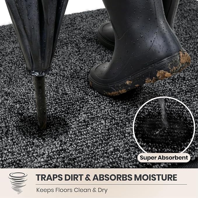PURRUGS Dirt Trapping Door Mat 24" x 35.5", Non-Slip Machine Washable Entry Rug - Image 2