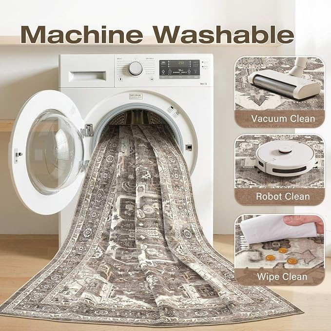 9x12 Washable Area Rugs for Living Room, Large Rug Non Slip Backing Vintage - Image 7