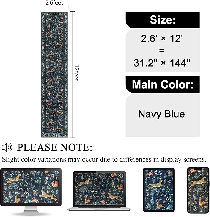 DUKINO 2.6x12 Hallway Runner Rug, Vintage Washable Loog Kitchen Rug - Image 2