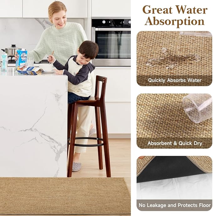 Kitchen Rugs and Mats, Non Slip Washable Set of 2 PCS, Absorbent Kitchen Mats - Image 3