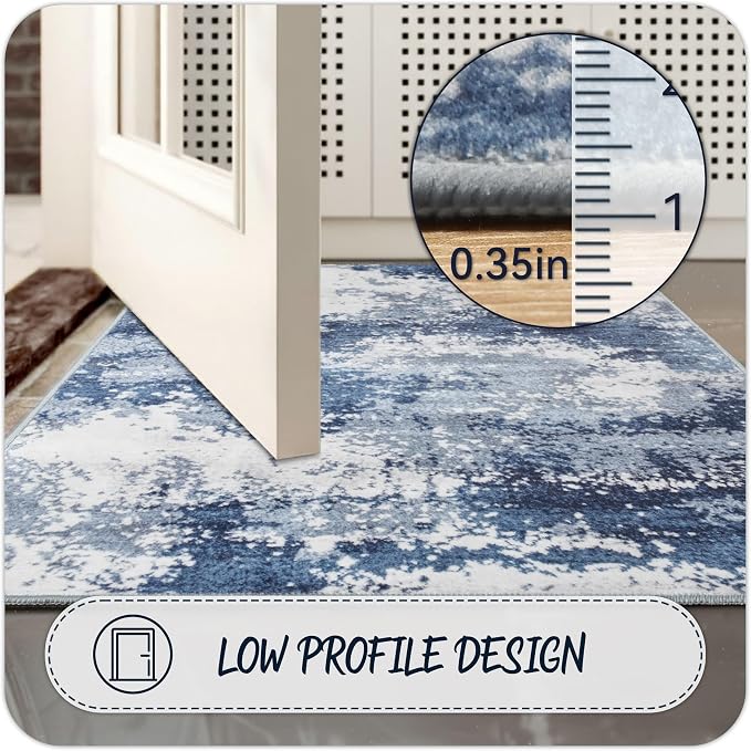 Entryway Rug 3x5 Blue Door Mat Indoor Entrance 36x60, Washable Small Throw Rugs - Image 5