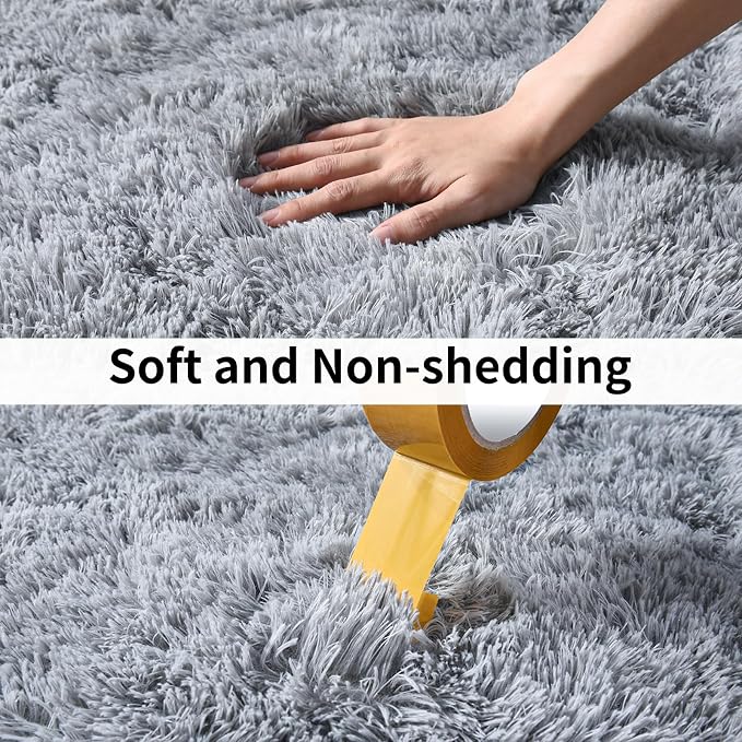 Soft Runner Rugs for Bedroom Hallways, 2x3 Grey Fluffy Shag Throw Area Rug Non - Image 5