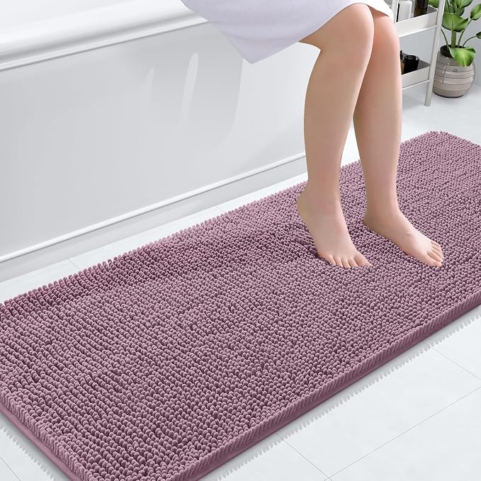 OLANLY Bathroom Runner Rugs 59x24, Soft Absorbent Chenille Bath Rugs, Rubber by OLANLY