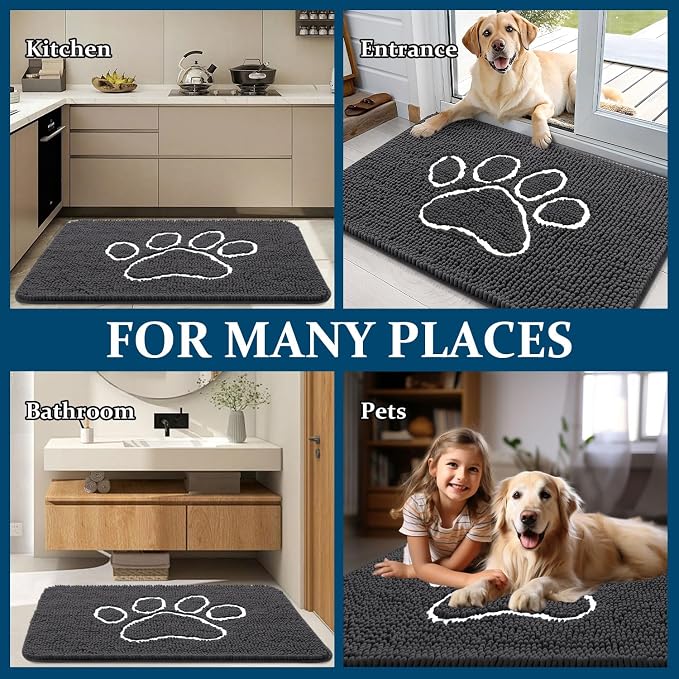 OLANLY Dog Door Mat for Muddy Paws 40x32, Paw Print Design, Absorbs Moisture - Image 8