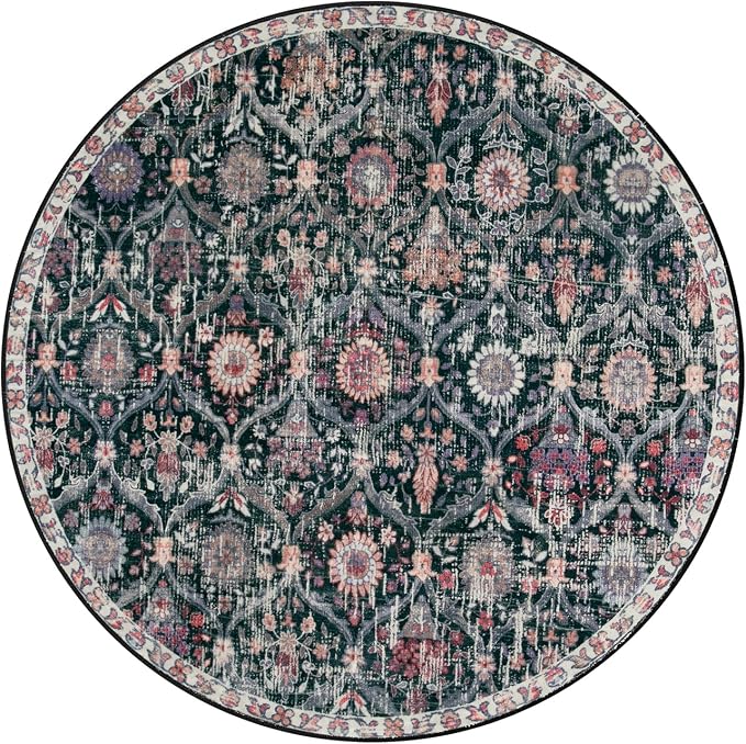 Lahome Moroccan Trellis Washable Round Rugs, Non-Slip Soft Round Rug 4ft - Image 6