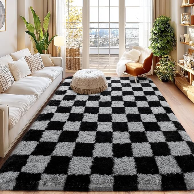 Checkered Rugs for Living Room Bedroom, 5x7 Area Rugs for Living Room, Modern - Image 6