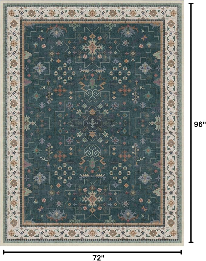 Hazo Haus Vintage Dark Green 6x8 Dining Room Rugs - Image 2