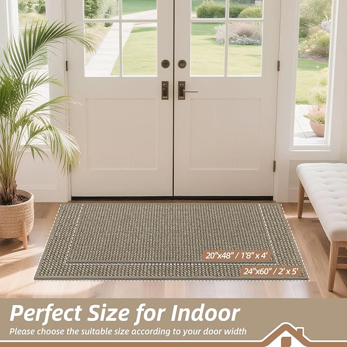 BEQHAUSE Dirt Trapper Door Mat 20" x 48", Non-Slip Washable Doormats Entrance - Image 2