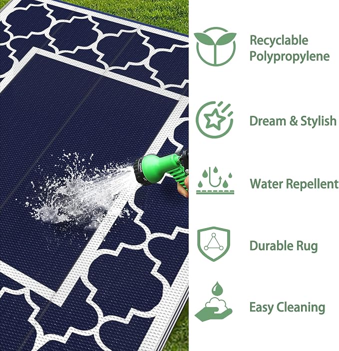 GENIMO Outdoor Rug 8' x 10' Patio Waterproof, Foldable Reversible Plastic Straw - Image 8