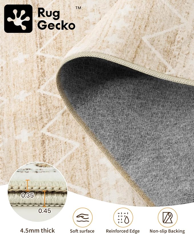 Miukiki 8x10 Area Rug for Living Room Moroccan Washable Rugs Non Slip Indoor - Image 3