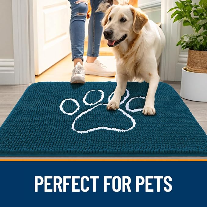 OLANLY Dog Door Mat for Muddy Paws 47x32, Paw Print Design, Absorbs Moisture - Image 6