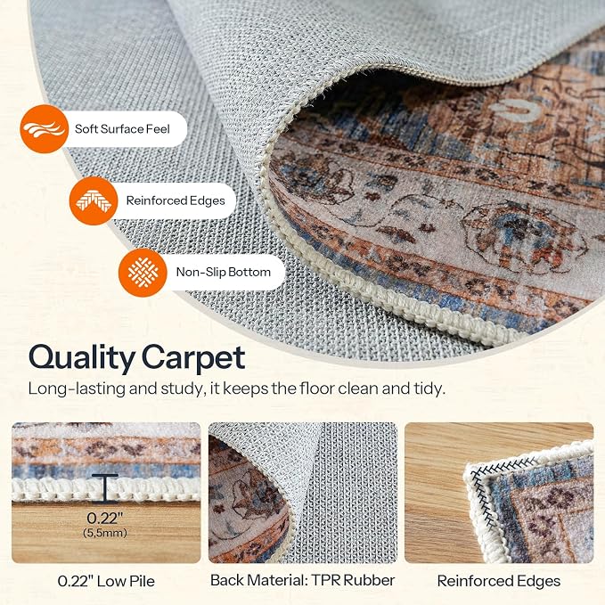 HOOBRO Washable Rug 8 x 10 Area Rugs - Image 9