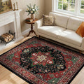 RELEANY Area Rugs 4'x6' Washable Non-Slip, Floral Vintage Distress Medallion by RELEANY