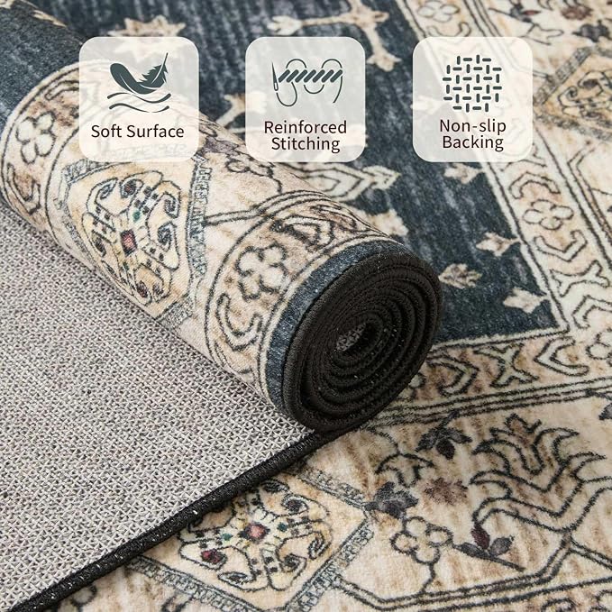 Rugxara 5x7 Area Rugs for Living Room Bedroom, Large Washable Rug, Non Slip & - Image 4