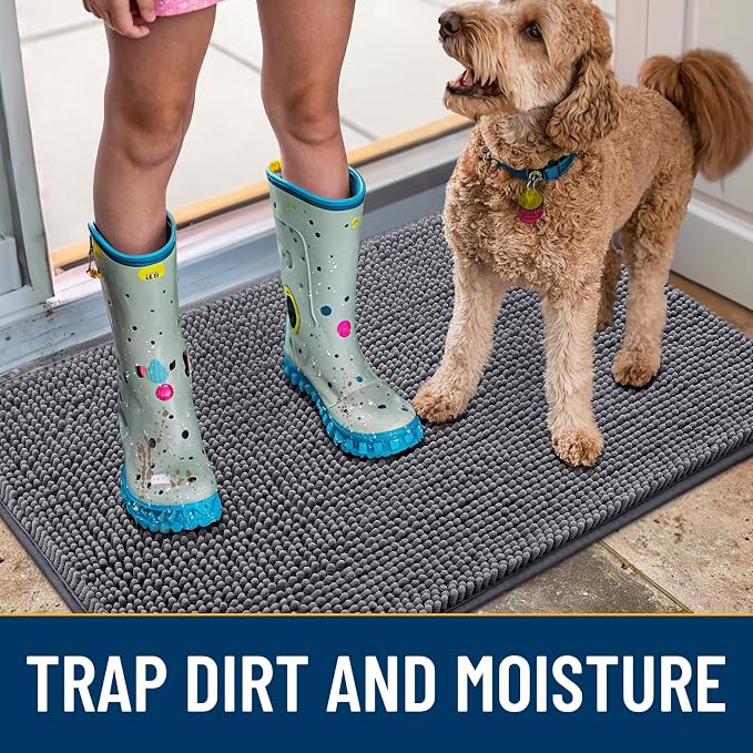 Smiry Dog Door Mat for Muddy Paws 40x32, Absorbent Dirt Trapper, Non-Slip - Image 3