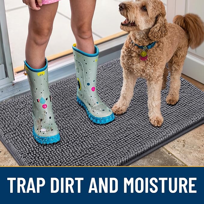 Smiry Dog Door Mat for Muddy Paws 59x32, Absorbent Dirt Trapper, Non-Slip - Image 3