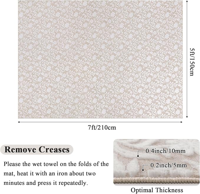 Vaukki 5x7 Area Rug for Living Room, Soft Fluffy Washable Modern Floral Indoor - Image 2
