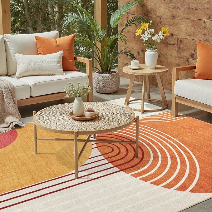 DCX Abstract Machine Washable 3x5 Rug, Mid Century Modern Rug - Image 2