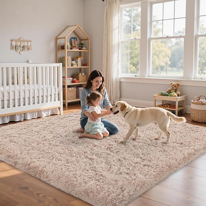 6x9 Area Rug for Living Room:Ultra Soft Fluffy Shag Beige Rugs, Large Fuzzy - Image 9