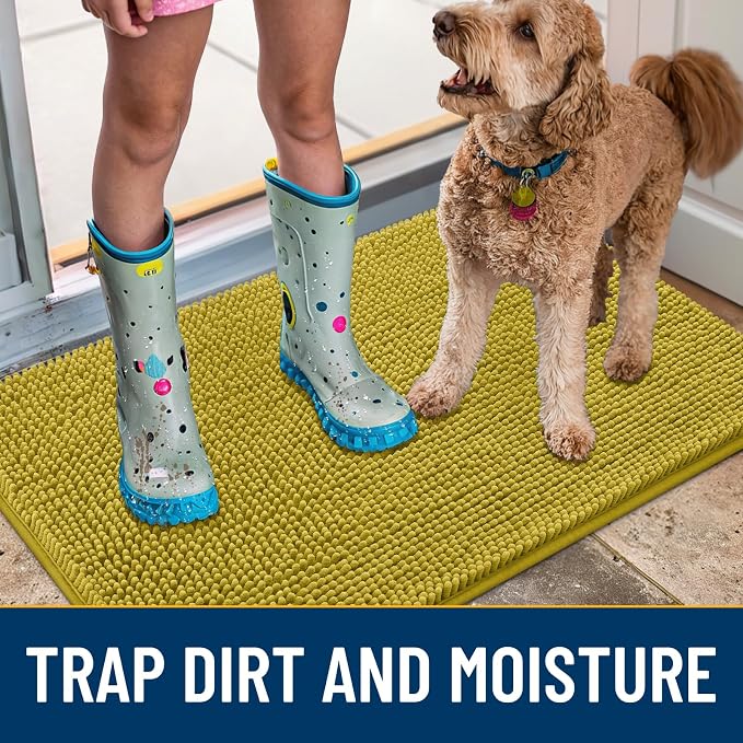 Smiry Dog Door Mat for Muddy Paws 36x24, Absorbent Dirt Trapper, Non-Slip - Image 3
