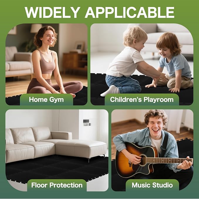 18 Pcs Sound Absorbing Interlocking Floor Mats Pads, 15.7" x 11.8" x 0.3" sound - Image 6