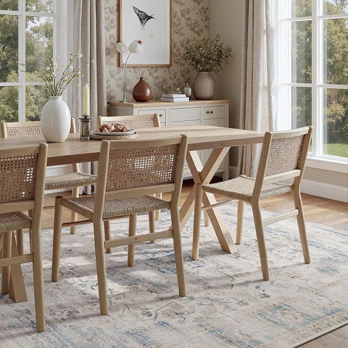 DCX 5x7 Haze Blue Rug, Machine Washable Stain Resistant Distressed Vintage Rug - Image 3