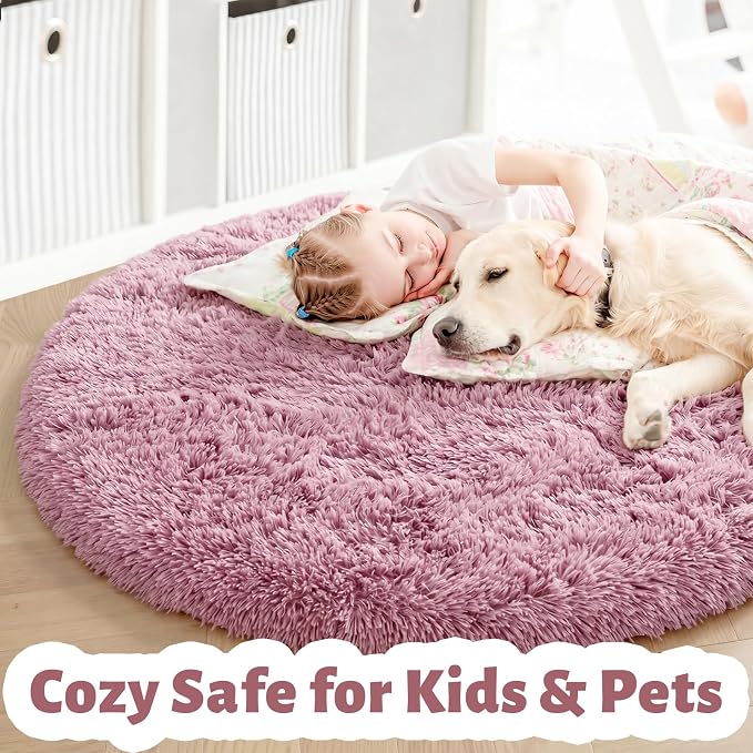Amdrebio Blush Pink Round Circle Rug 4Ft - Image 3
