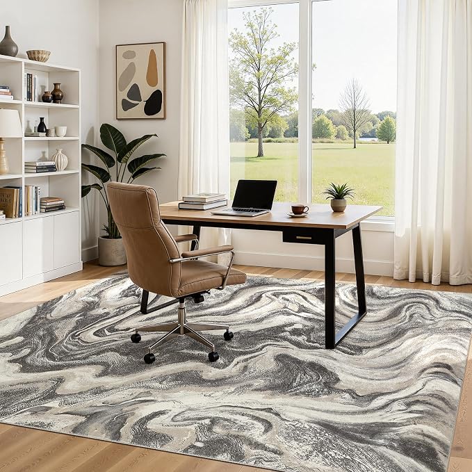 DMOYEST 5x7 Washable Area Rug for Living Room, Non Slip Abstract Rugs, Modern - Image 7