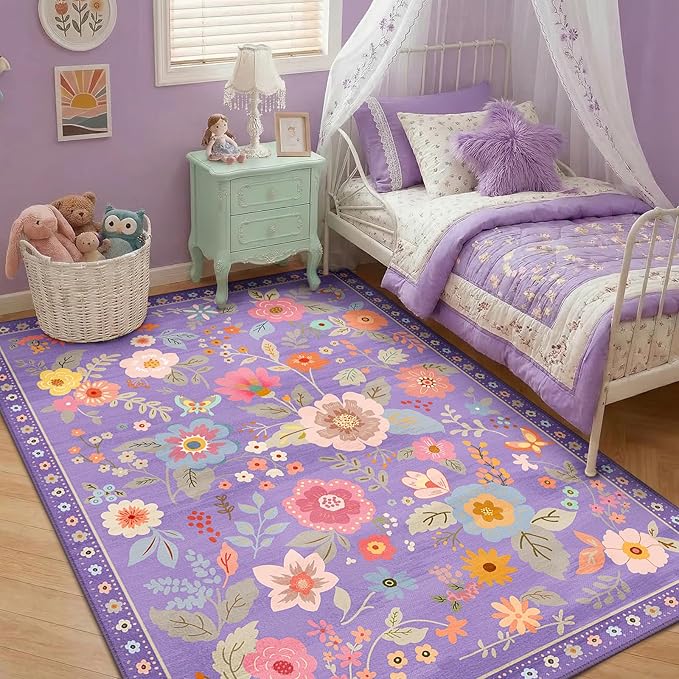 RELEANY Floral 3x5 Area Rugs Washable Print Boho Cute Carpet Non Slip Flower - Image 6