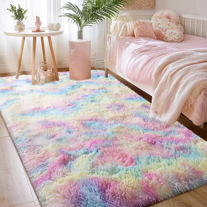 qulint 3x5 Area Rug for Bedroom, Fluffy Soft Nursery Rug for Girls Small Fuzzy - Image 8
