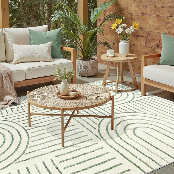DCX Abstract Machine Washable 5x7 Rug, Sage Green Modern Accent Rug - Image 5