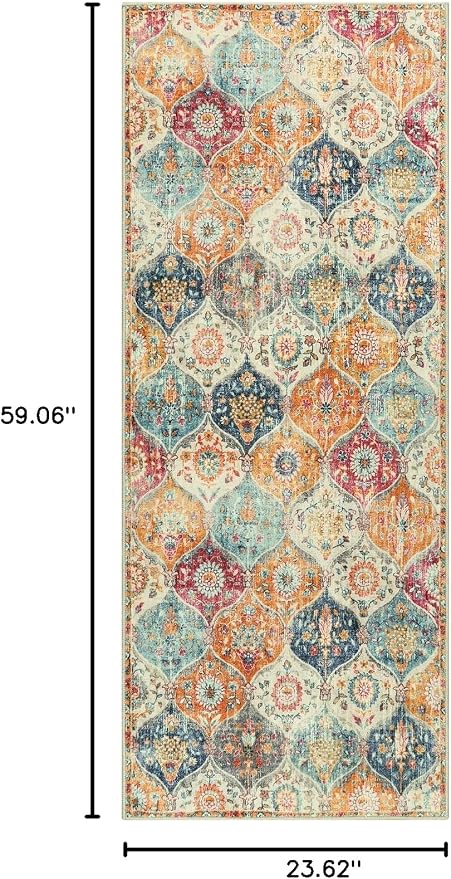 Lahome Moroccan Trellis Hallway Rug, 2x5 Washable Runner Rug Non Slip Kitchen - Image 2