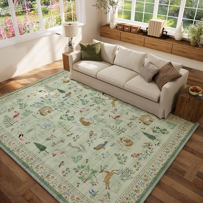 6x9 Area Rugs for Living Room: Washable Rug Vintage Bedroom Rugs Stain - Image 8