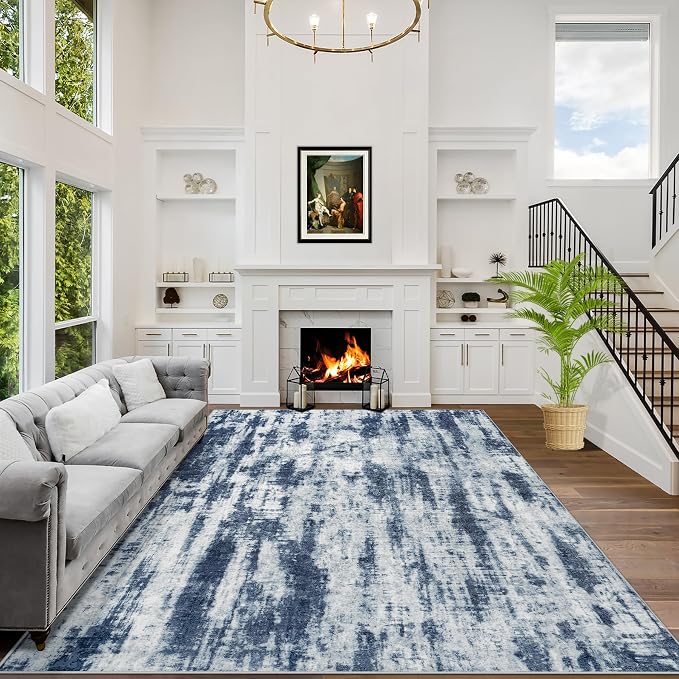 5x7 Area Rugs Washable Rug: Modern Abstract Living Room Rug Soft Anti-Skid Thin by GENTDRIZZ