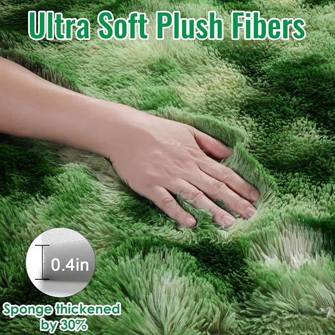 PAGISOFE Area Rugs for Bedroom 4x6, Fluffy Dark Green Rugs for Living Room - Image 7