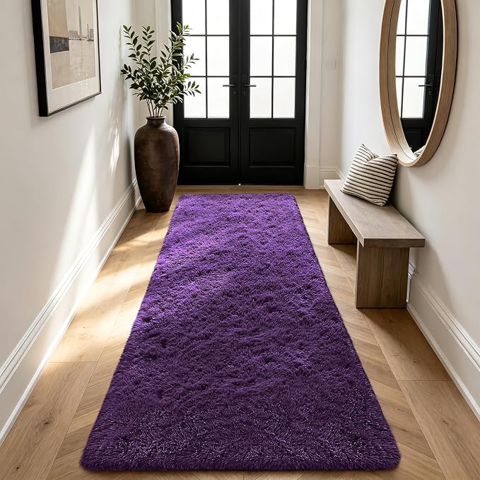 Shag Runner Rug for Bedroom Living Room 2x6 Upgrade Non-Slip Fluffy Soft - Image 7