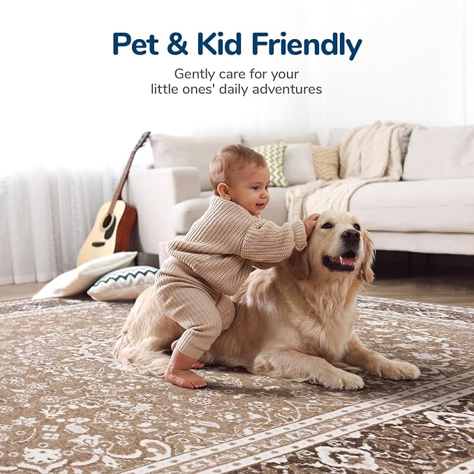 Lessymo 5x7 Area Rugs 5x7, Machine Washable Area Rugs, Super Soft Faux-Wool - Image 5