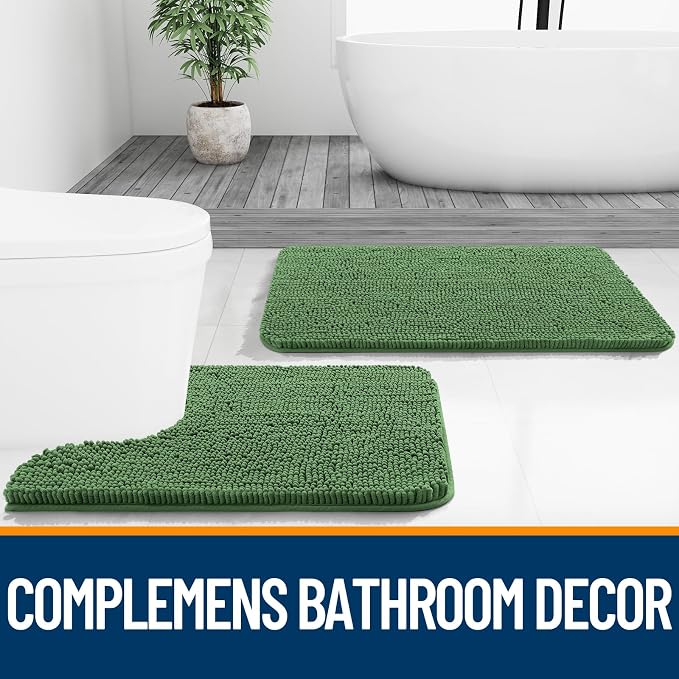 OLANLY Toilet Rugs U-Shaped 24x20, Extra Soft Absorbent Chenille Contour - Image 7