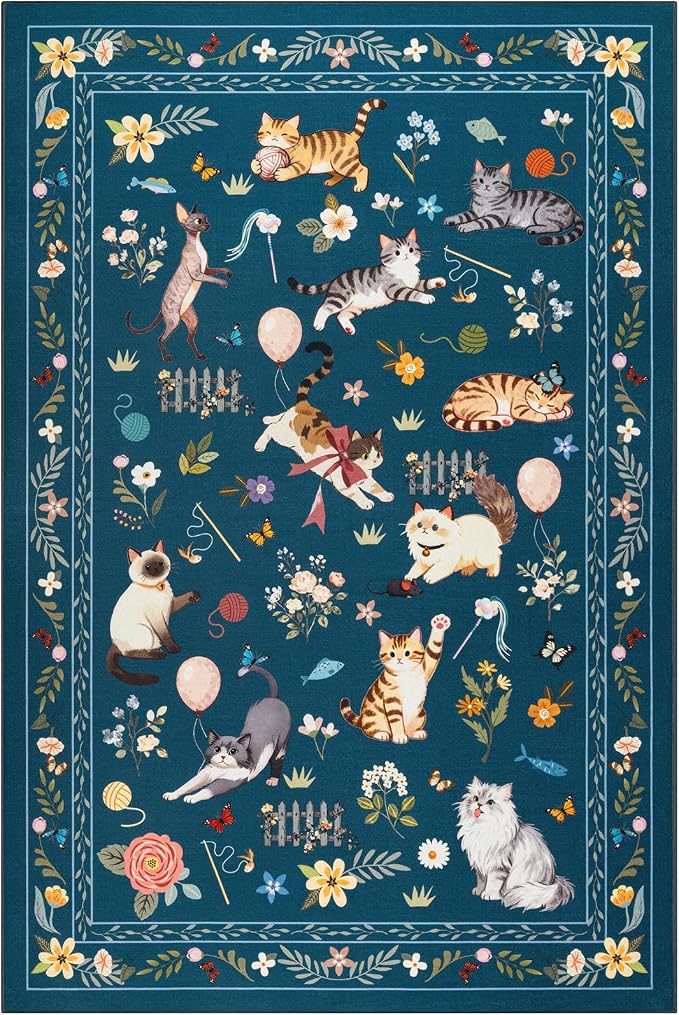 Unirea 3x5 Dark Blue Cat Area Rug - Image 2