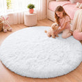 OLANLY White Round Rugs for Bedroom by OLANLY