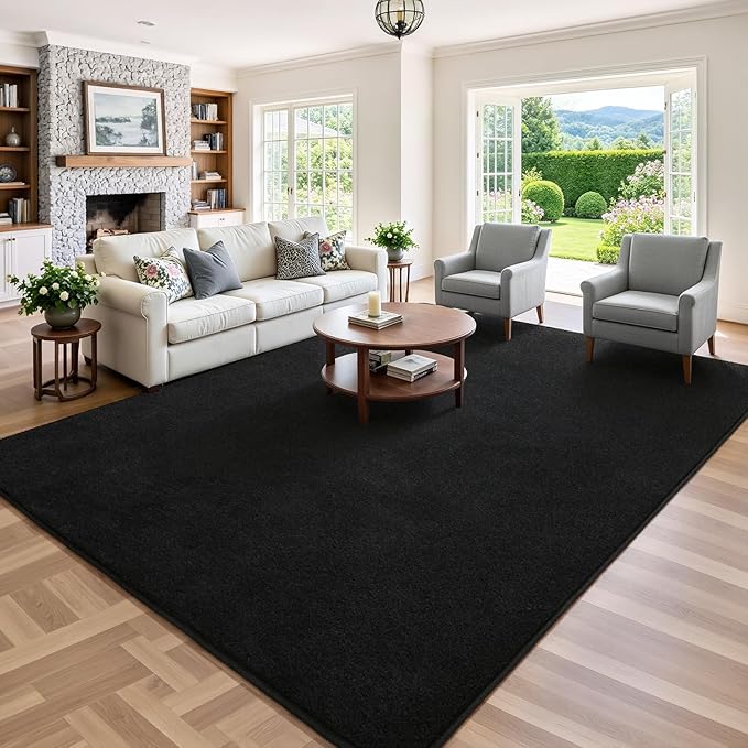 Keeko Area Rugs for Living Room Bedroom 5x8 Black, Soft Modern Large Rugs - Image 3