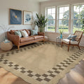 LIVEBOX Scalloped Easy Jute Checkered 8x10 Outdoor Rug, Washable Farmhouse Tan by LIVEBOX