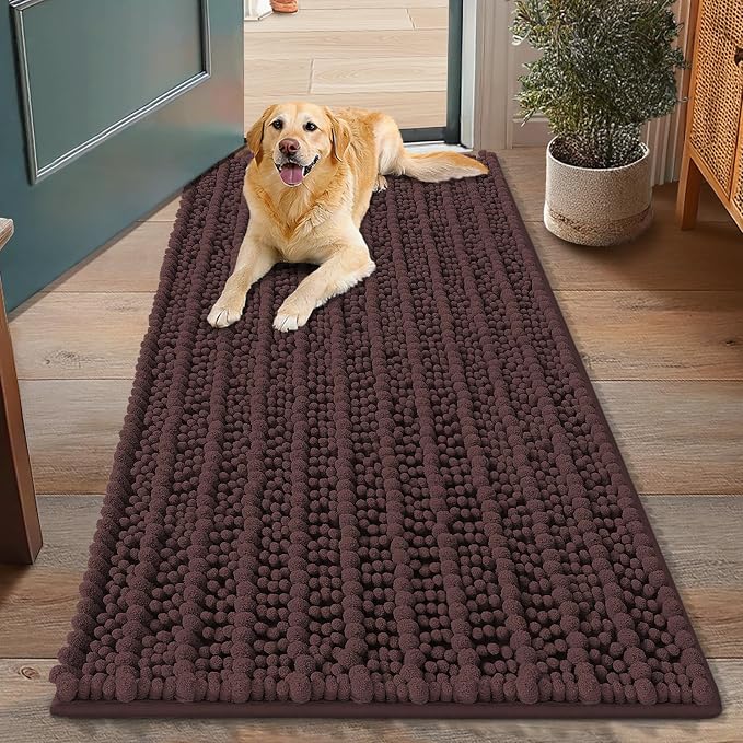 Smiry Dog Door Mat for Muddy Paws 48x30, Absorbent Dirt Trapper, Non-Slip by Smiry