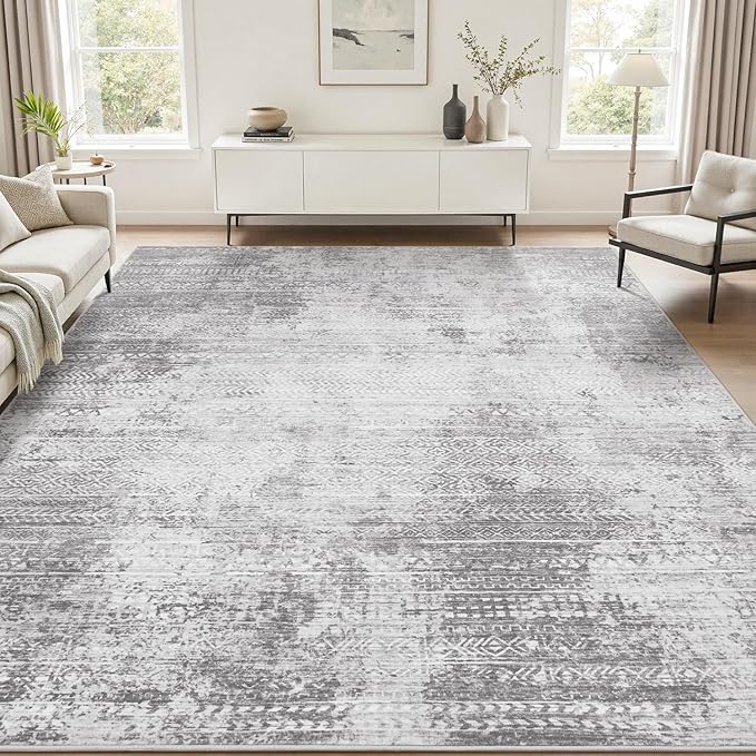 5x7 Area Rugs for Living Room Non Slip Machine Washable Rug Distressed Abstract by Tchdio