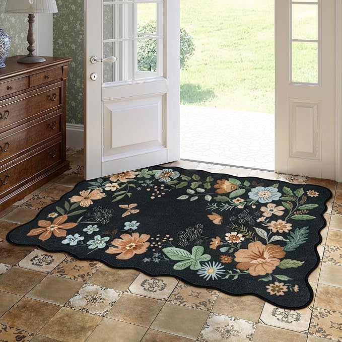 Lahome Floral Machine Washable Rug, 3x5 Rug Non Slip Soft Bedroom Rugs - Image 3