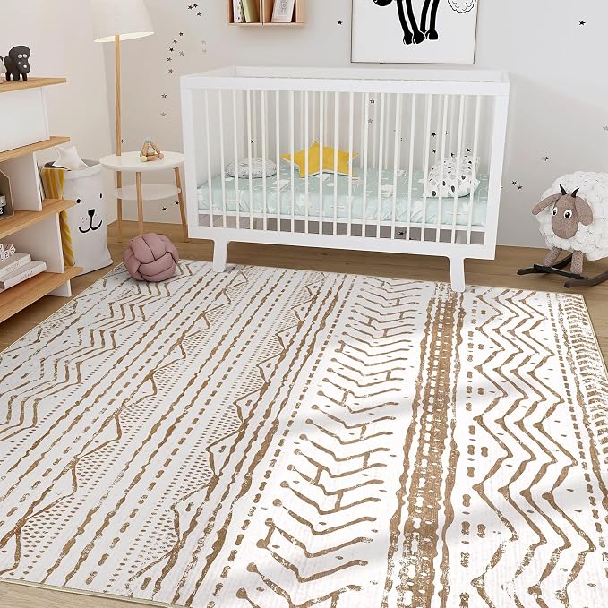 Nakagishi Area Rugs 8x10 Living Room: Washable Boho Large Neutral Soft - Image 8